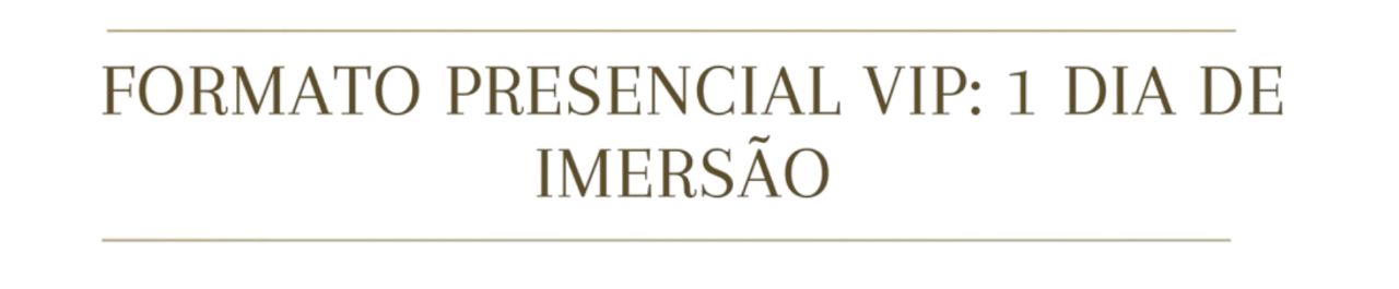 Formato presencial VIP — 1 dia de imersão